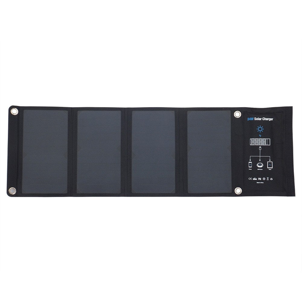 Portable solar charger 24W folding pack portable power bank with QC3.0 fast charging output detail image 2