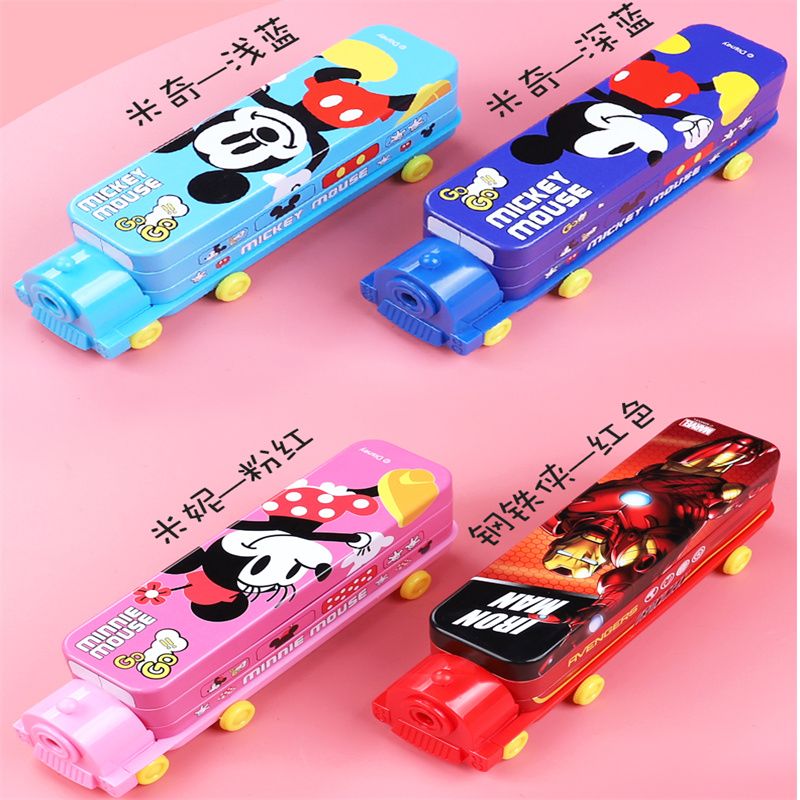 12770720041017817DM29175 Creative Double-layer tinplate stationery box Cartoon Cute student stationery Storage box Large capacity Pencil case wholesale stationery box Specification image