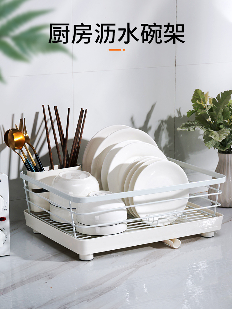 J01-3012厨房置物架加粗加厚碗架沥水架餐具碗筷盘子北欧收纳架详情图4