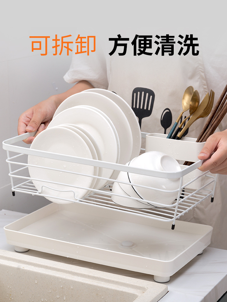 J01-3012厨房置物架加粗加厚碗架沥水架餐具碗筷盘子北欧收纳架详情图5