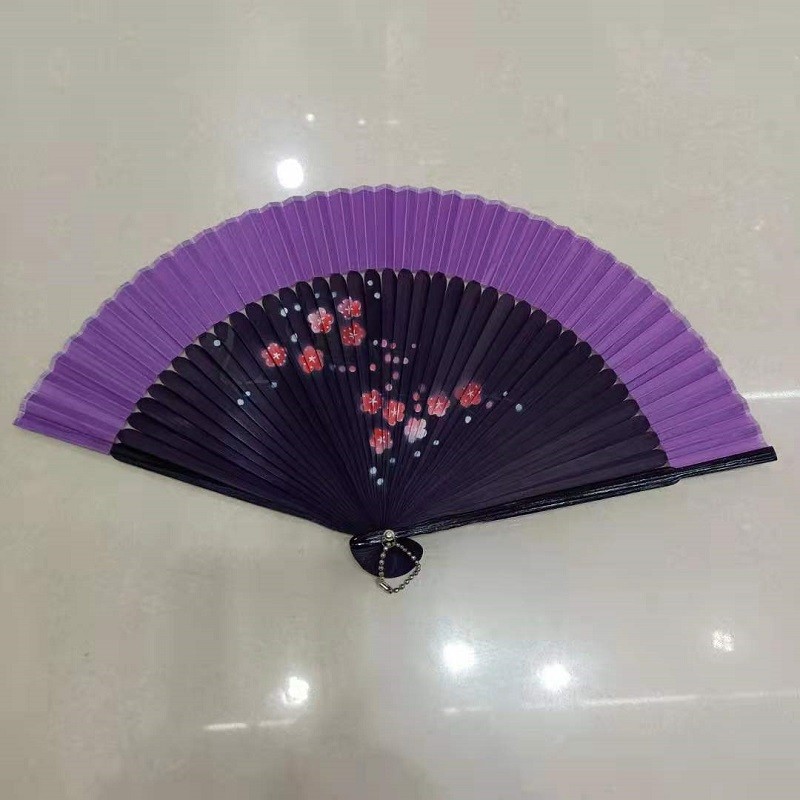 漆边手绘喷绘折扇*古风折扇镂空*日式和风扇*头青竹质折叠扇子批发详情图6