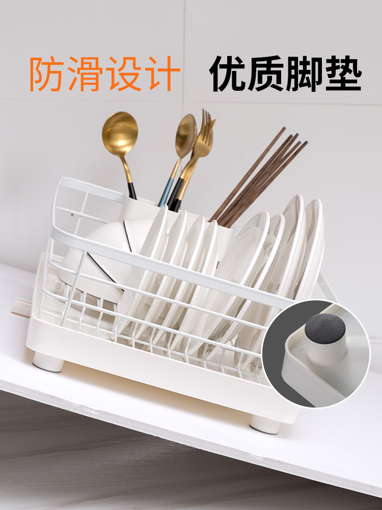 J01-3012厨房置物架加粗加厚碗架沥水架餐具碗筷盘子北欧收纳架详情图3