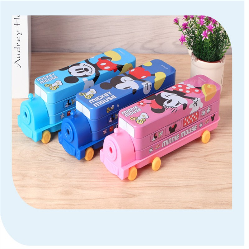 12770720041017817DM29175 Creative Double-layer tinplate stationery box Cartoon Cute student stationery Storage box Large capacity Pencil case wholesale stationery box detail image 17