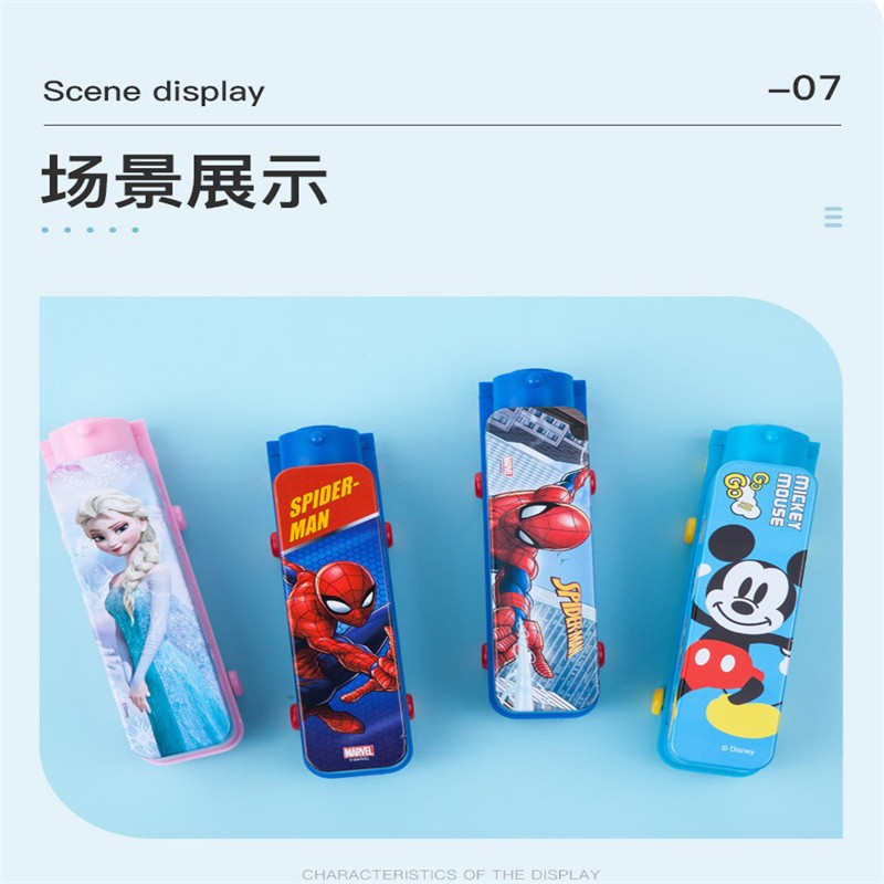 12770720041017817DM29175 Creative Double-layer tinplate stationery box Cartoon Cute student stationery Storage box Large capacity Pencil case wholesale stationery box detail image 13
