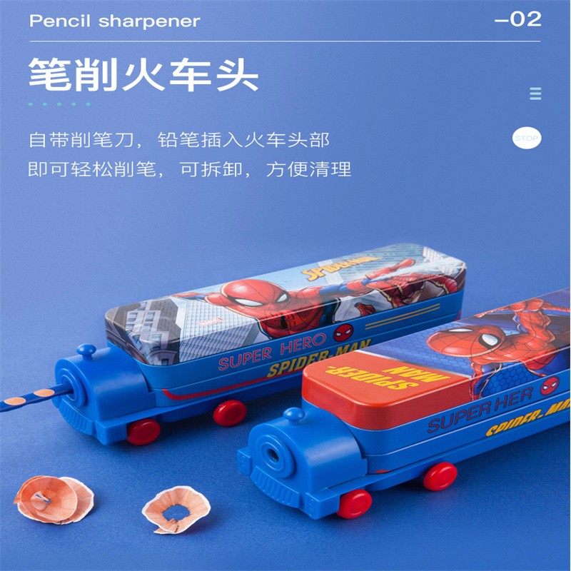 12770720041017817DM29175 Creative Double-layer tinplate stationery box Cartoon Cute student stationery Storage box Large capacity Pencil case wholesale stationery box detail image 4