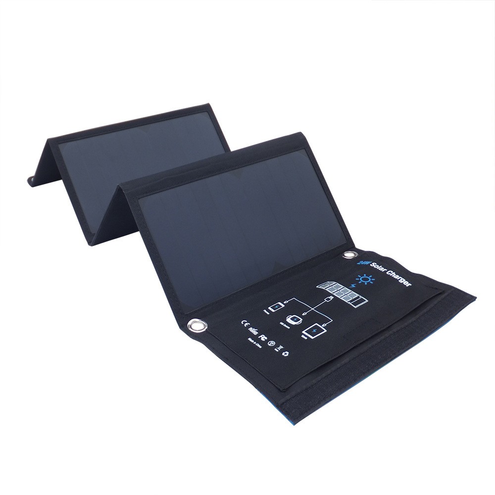 Portable solar charger 24W folding pack portable power bank with QC3.0 fast charging output detail image 1
