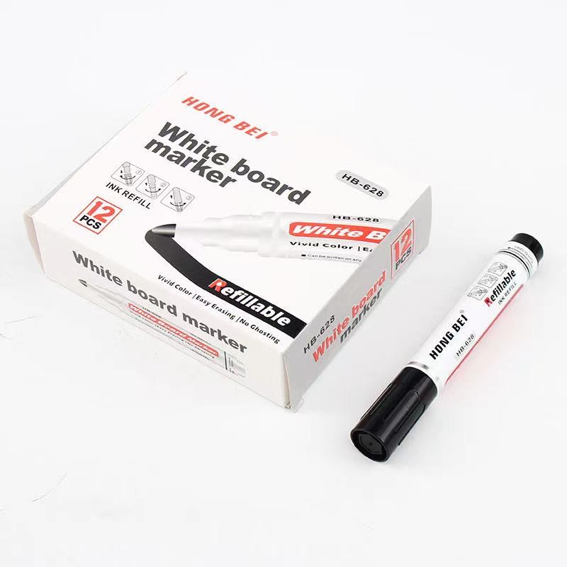 The whiteboard pen can be erased black and refilled with ink. It is a large-capacity three-color 12-piece box with a thick-tipped water-based pen detail image 7