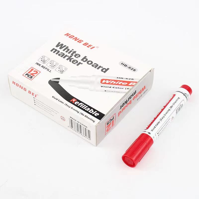 The whiteboard pen can be erased black and refilled with ink. It is a large-capacity three-color 12-piece box with a thick-tipped water-based pen detail image 8