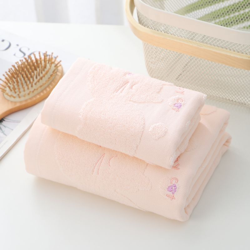 义乌好货QINGCHEN安逸猫纯棉吸水软萌柔软亲肤棉毛巾