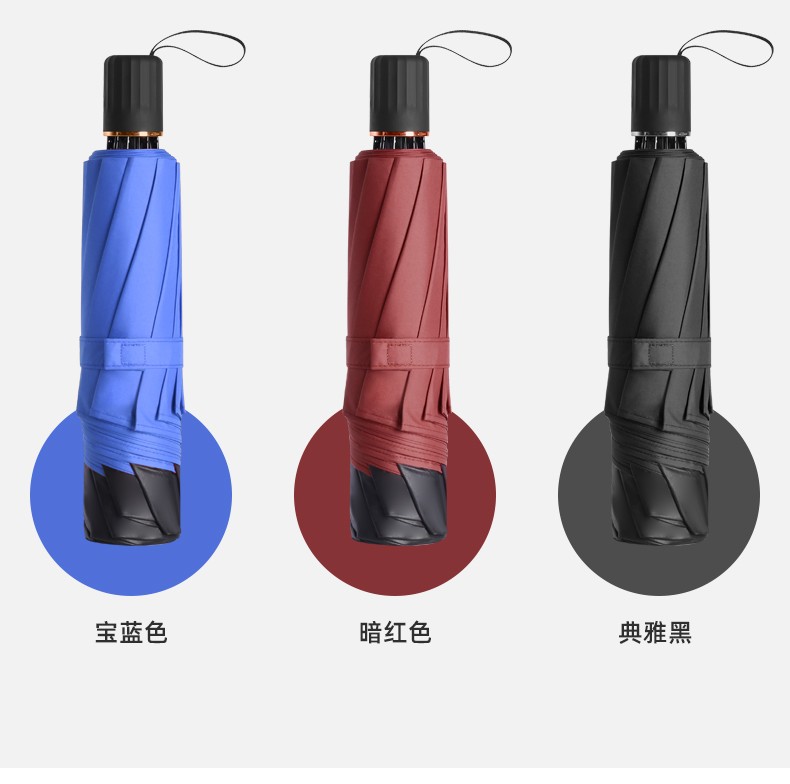 义乌好货百年同舟ins三折大雨伞折叠伞商务男女太阳伞黑胶家用晴雨两用伞LOGO详情11