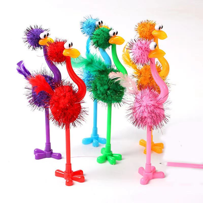 Creative rudder bird neutral pen net red cute rudder bird with hair neutral pen student office stationery wholesale