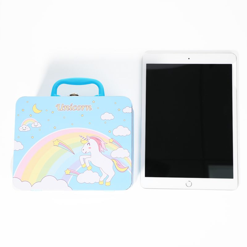 Yuekai's new back-to-school season tinplate box, little pig ice and snow cartoon lunch box, handle can, bento, candy can and creative stationery Item Picture