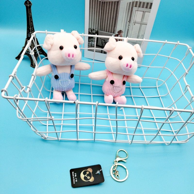 New creative cute fragrance plush pig keychain lovers pig key chain suspenders pig fragrance made pendant