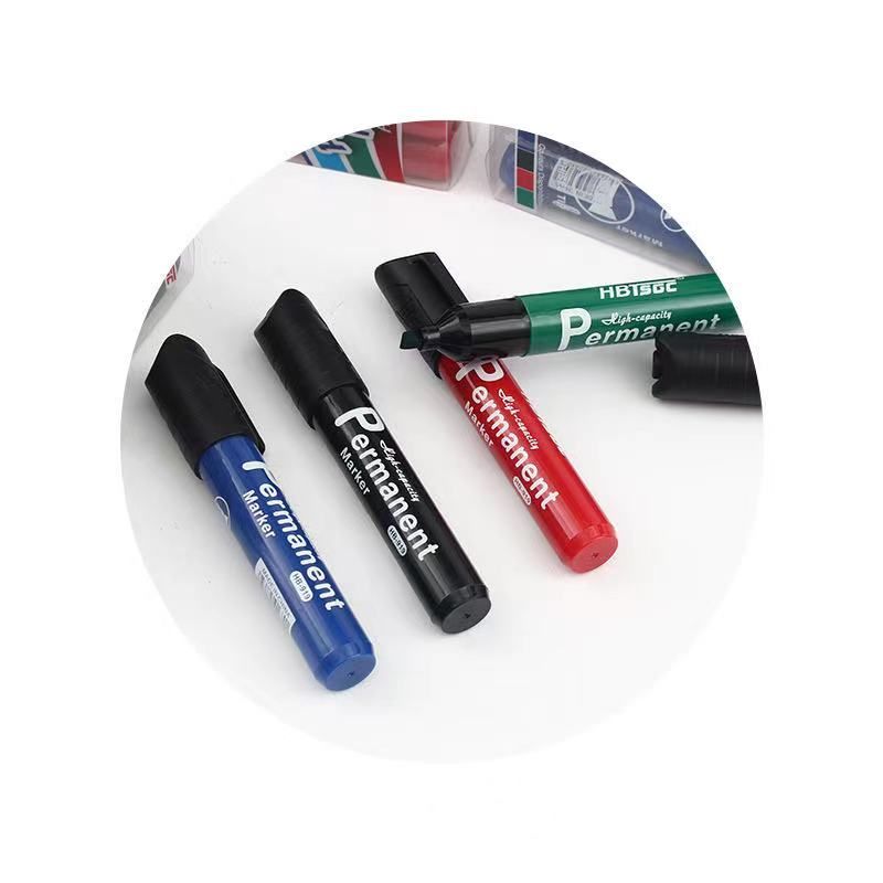 Large-head marker pen, oil-based black, slanted head, 8 pieces, PVC box, single-head, no-ink, logistics poster advertising pen Application Scenario