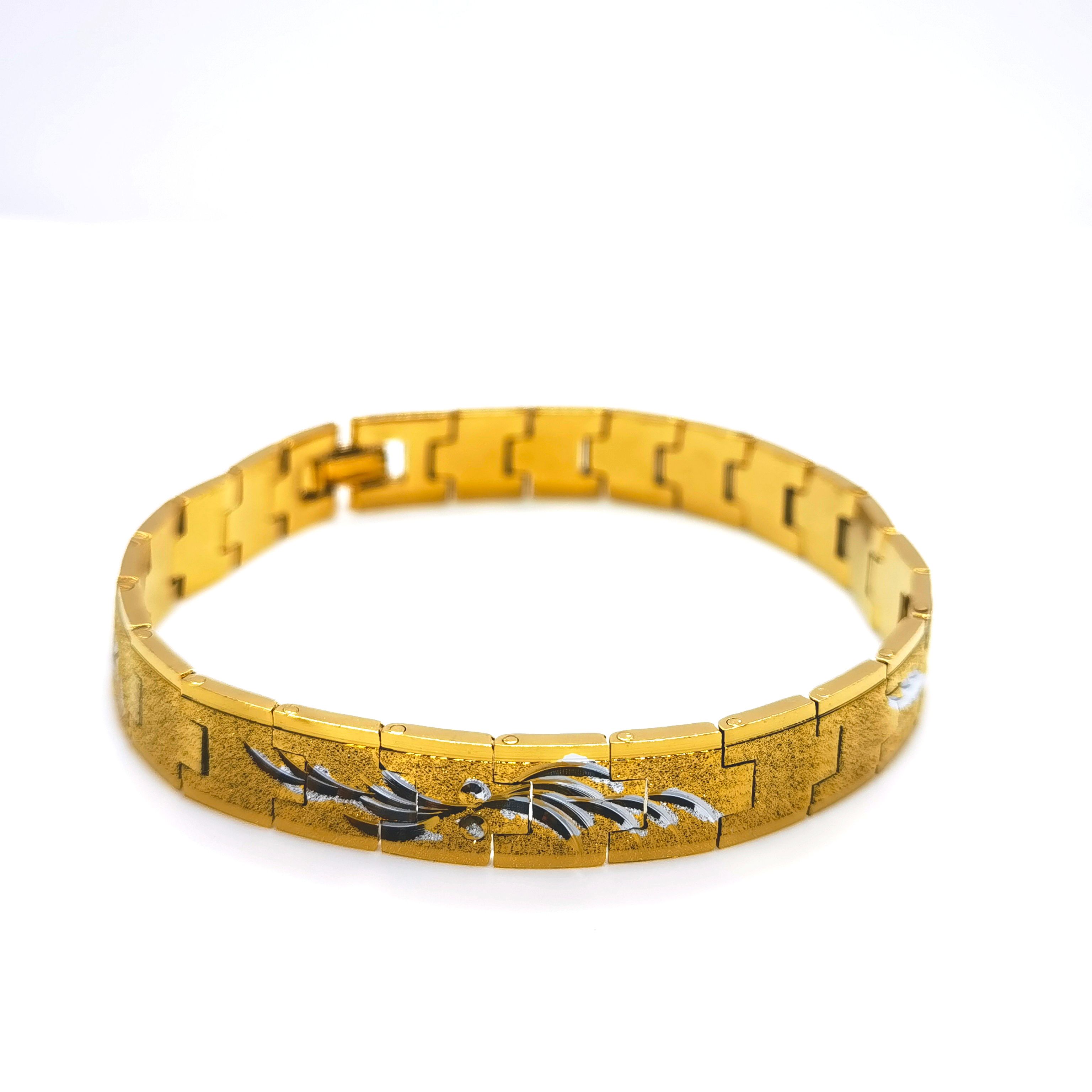 2021 Foreign trade Men's 18k men's and women's bracelet with matte finish and gold plating, does not fade