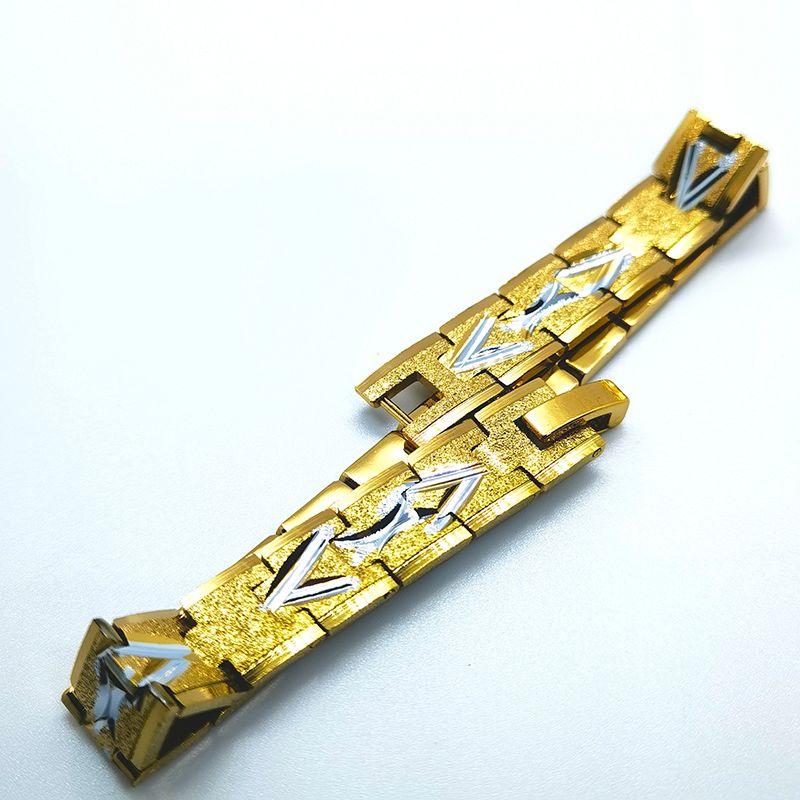 2021 Foreign trade men's 18k bracelet with matte finish and gold plating, no color fading Specification image
