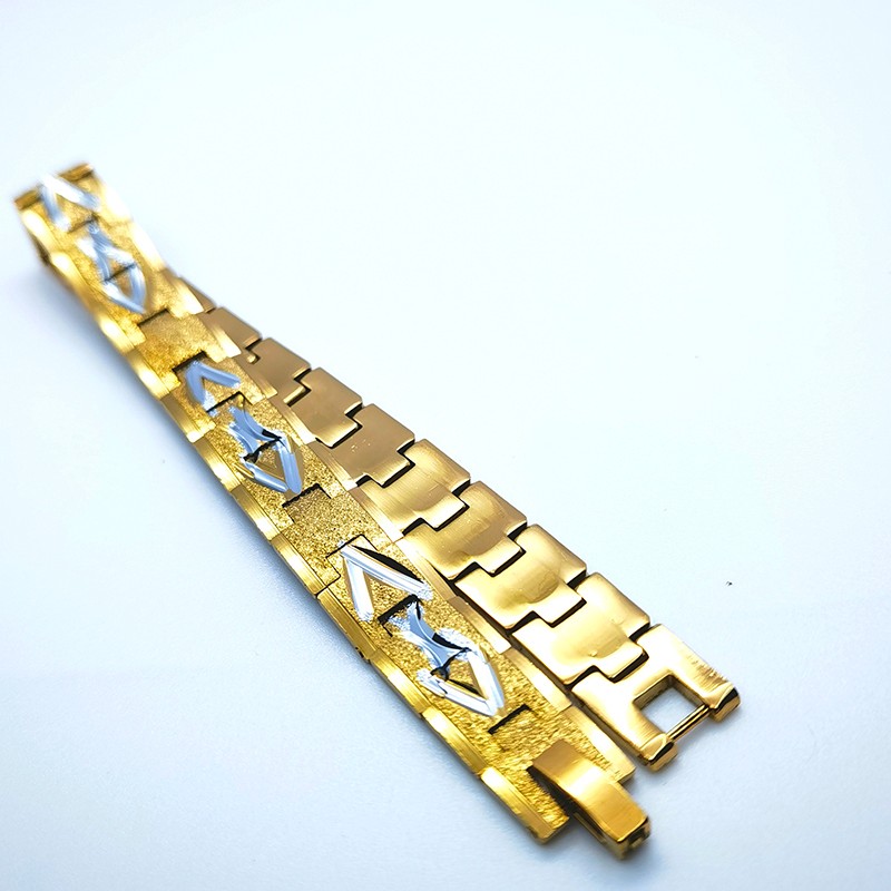 2021 Foreign trade men's 18k bracelet with matte finish and gold plating, no color fading detail image 3