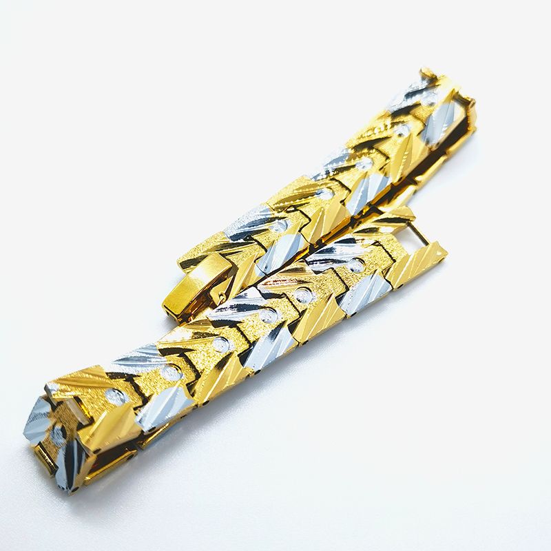 Vietnamese sandgold bracelet, 18K gold plated men's frosted and patterned bracelet Specification image