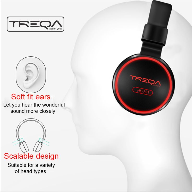 TREQA HD-891 发光字大耳机白底实物图