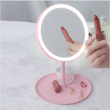 热销欧式简约化妆品收纳盒桌面置物架口红护肤品收纳盒亚克力防尘化妆镜化妆灯3细节图