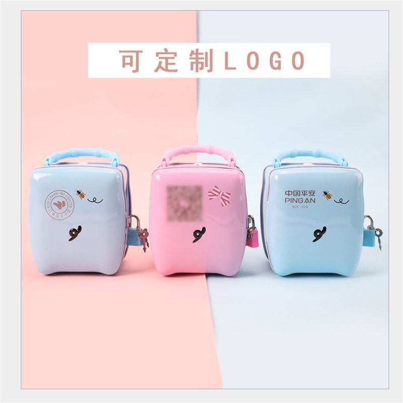 创意储蓄罐儿童礼品罐卡通带锁马口铁存钱罐定制小猪储蓄罐现货细节图
