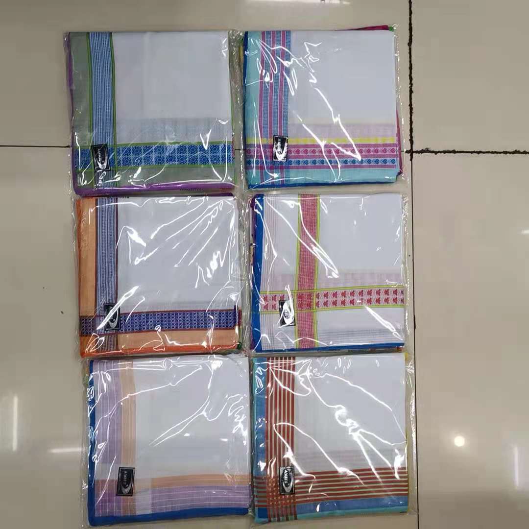 43cm pure cotton white center jacquard handkerchief