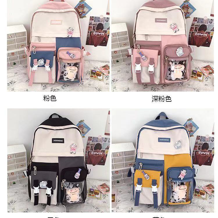 Mifei Korean version Backpack 2021 Trendy Girls' junior High school, Senior high school and college students' schoolbag tube, Japanese style casual backpack