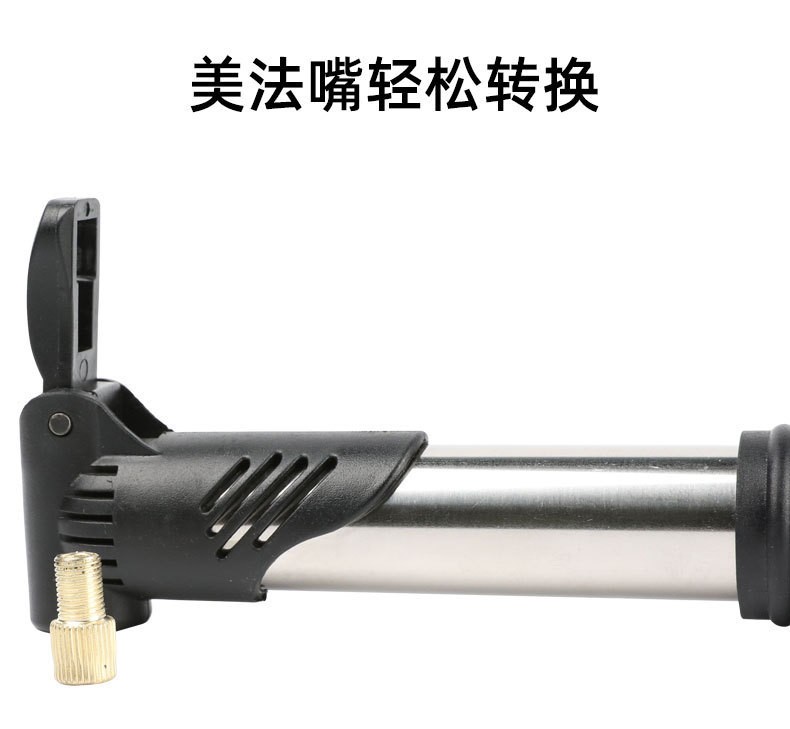 2522 Portable aluminum alloy bicycle air pump, mountain bike air pump, balloon football basketball manual mini air pump pic 8