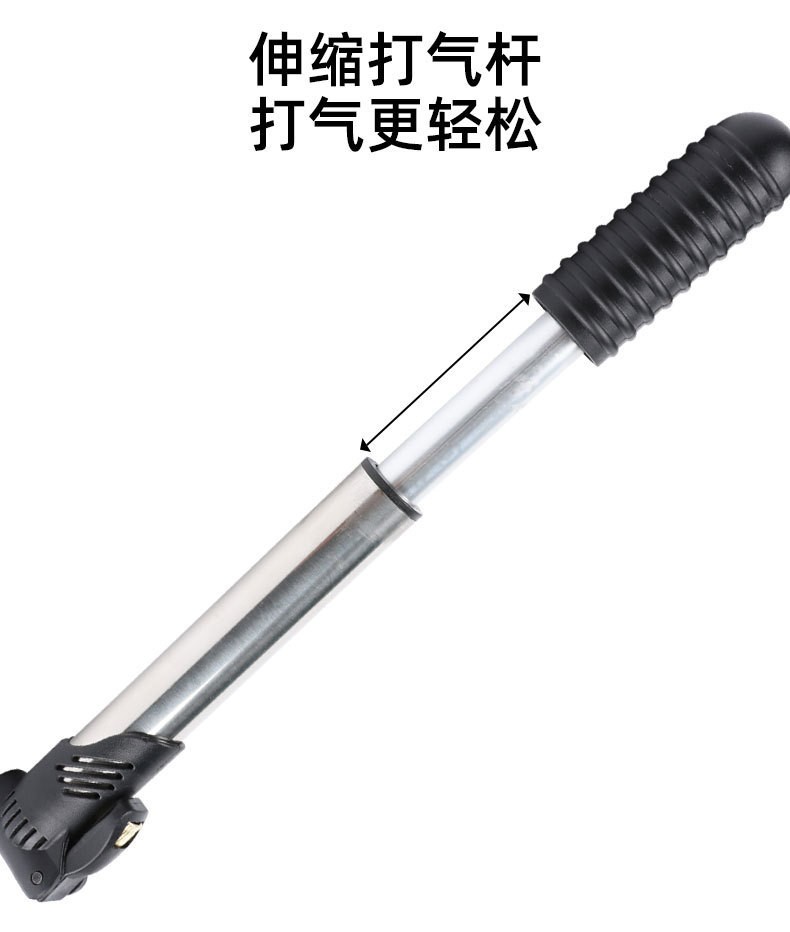 2522 Portable aluminum alloy bicycle air pump, mountain bike air pump, balloon football basketball manual mini air pump pic 6