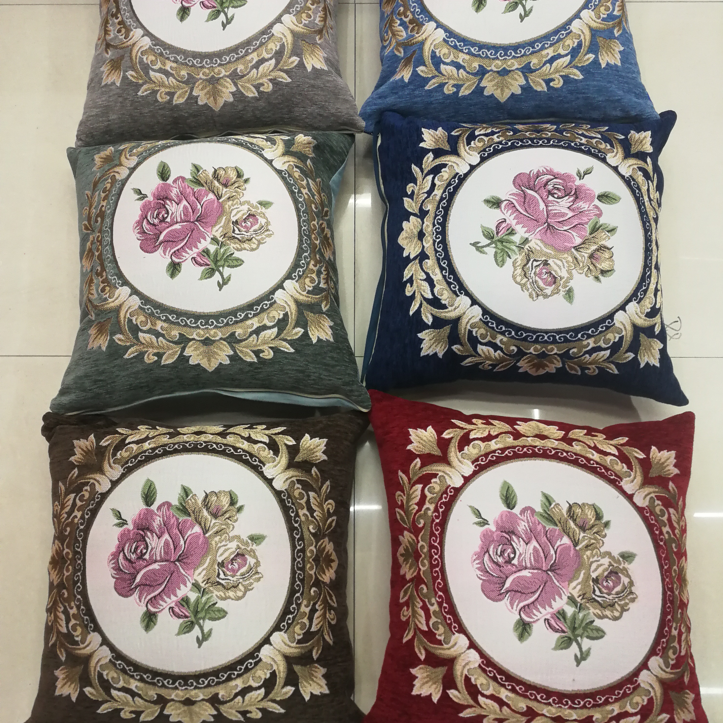 European-style floral jacquard embroidery throw pillow cushion pillow backrest cover