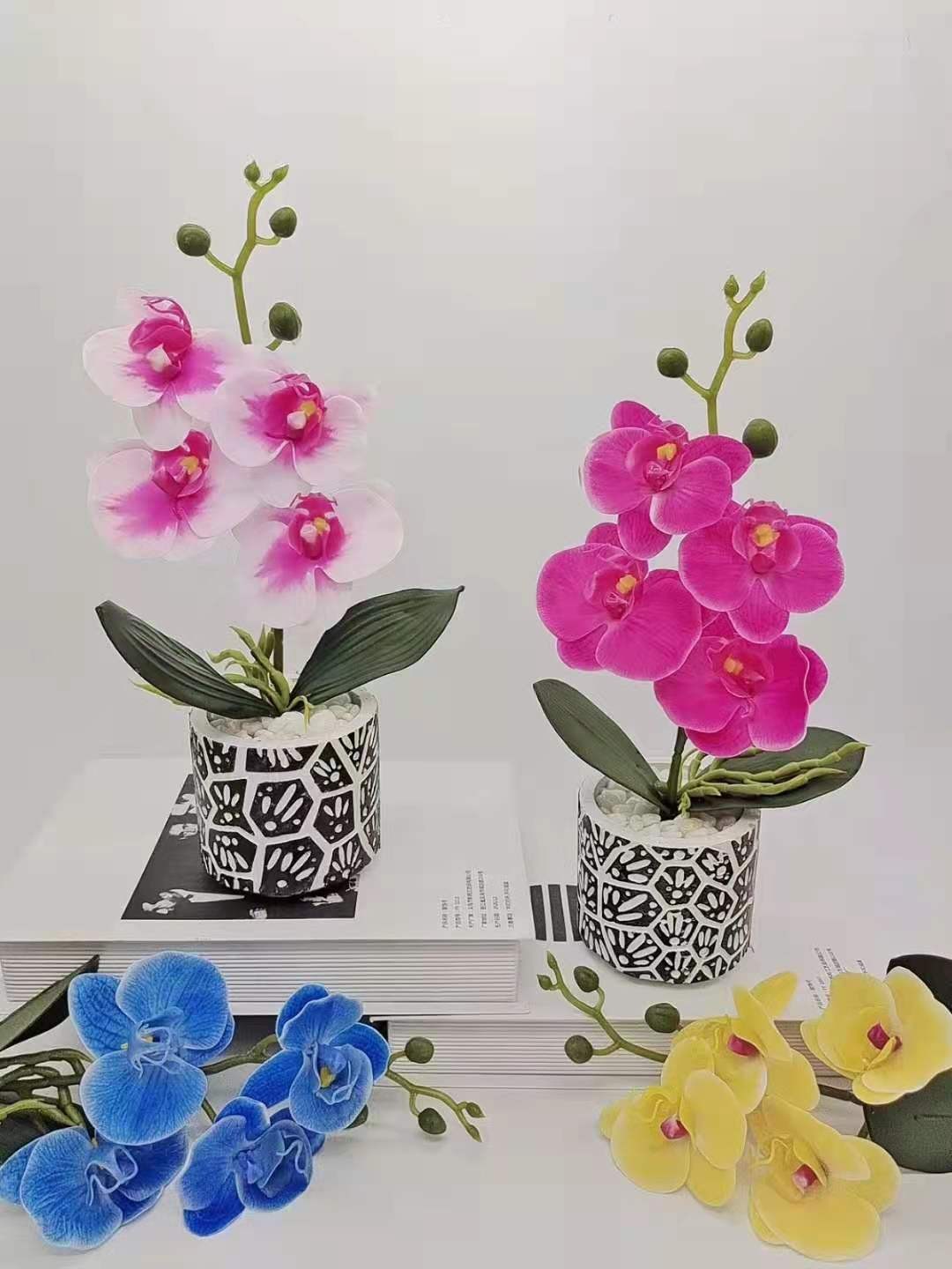 Artificial flower magnolia and Phalaenopsis set, ceramic potted plants, bonsai decoration, artificial flower ornaments, direct supply and consignment delivery from the manufacturer detail image 6