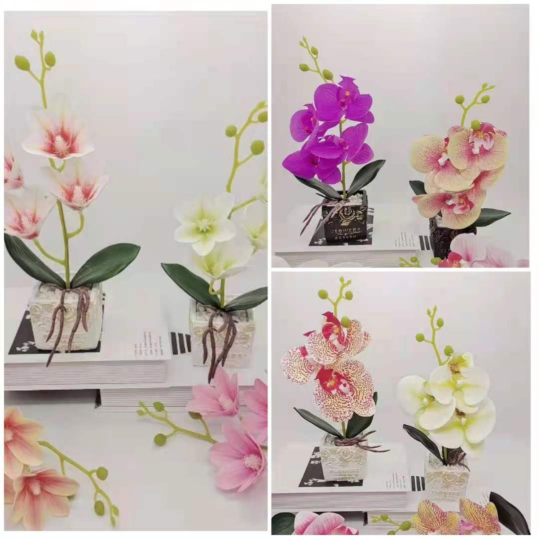 Artificial flower magnolia and Phalaenopsis set, ceramic potted plants, bonsai decoration, artificial flower ornaments, direct supply and consignment delivery from the manufacturer Specification image