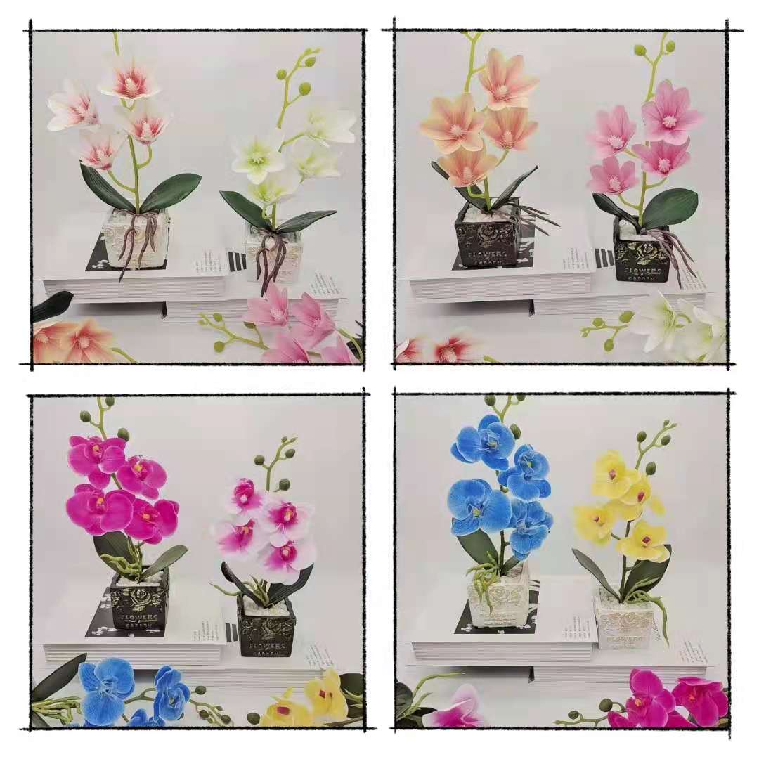 Artificial flower magnolia and Phalaenopsis set, ceramic potted plants, bonsai decoration, artificial flower ornaments, direct supply and consignment delivery from the manufacturer
