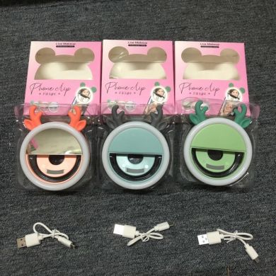 卡通手机补光灯夹 led美颜闪光灯补光神器 充电USB新款灯夹产品图