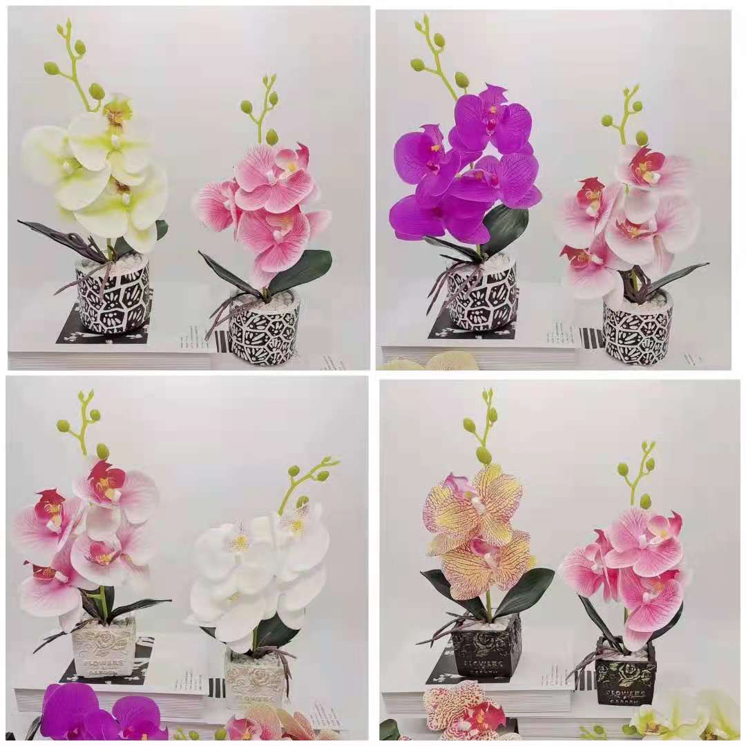 Artificial flower magnolia and Phalaenopsis set, ceramic potted plants, bonsai decoration, artificial flower ornaments, direct supply and consignment delivery from the manufacturer details Picture