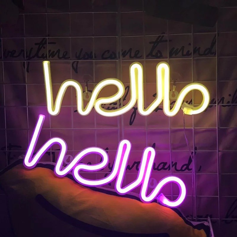 led flexible shape hello dual-purpose battery +USB night light wall decoration InS-style neon light strip detail image 1