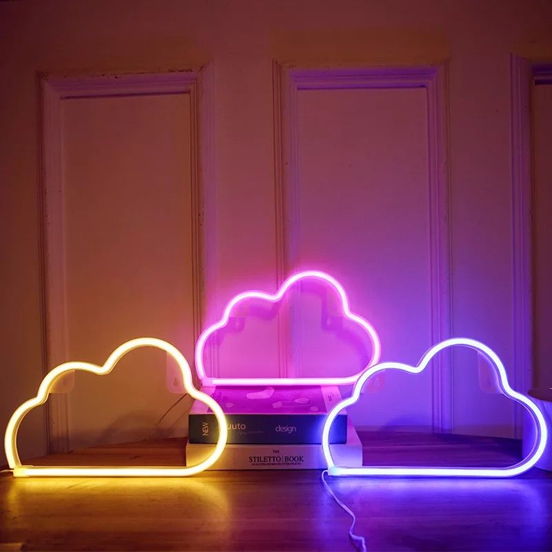 led柔性造型云朵双用电池+USB小夜灯墙壁装饰ins风霓虹灯带
