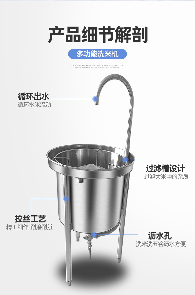 Commercial stainless steel 25kg large soybean water pressure fully automatic rice washing machine pic 7