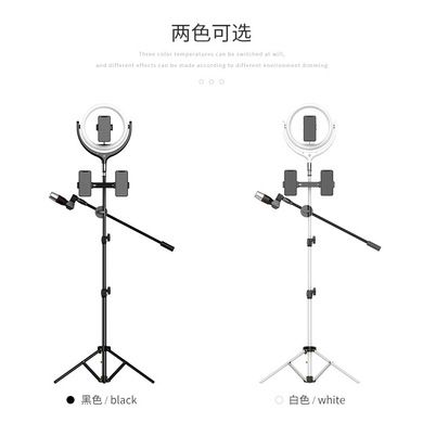 新款直播美颜补光灯12寸led环形手机支架抖音直播网红补光白底实物图