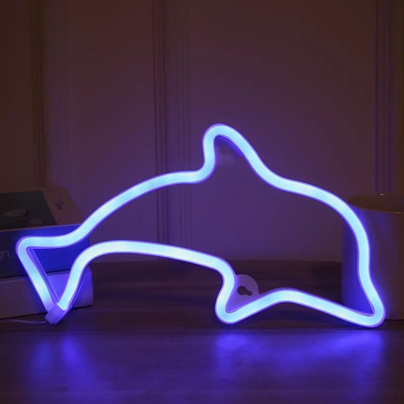 led flexible shaped whale and dolphin dual-purpose battery +USB night light wall decoration InS-style neon light strip