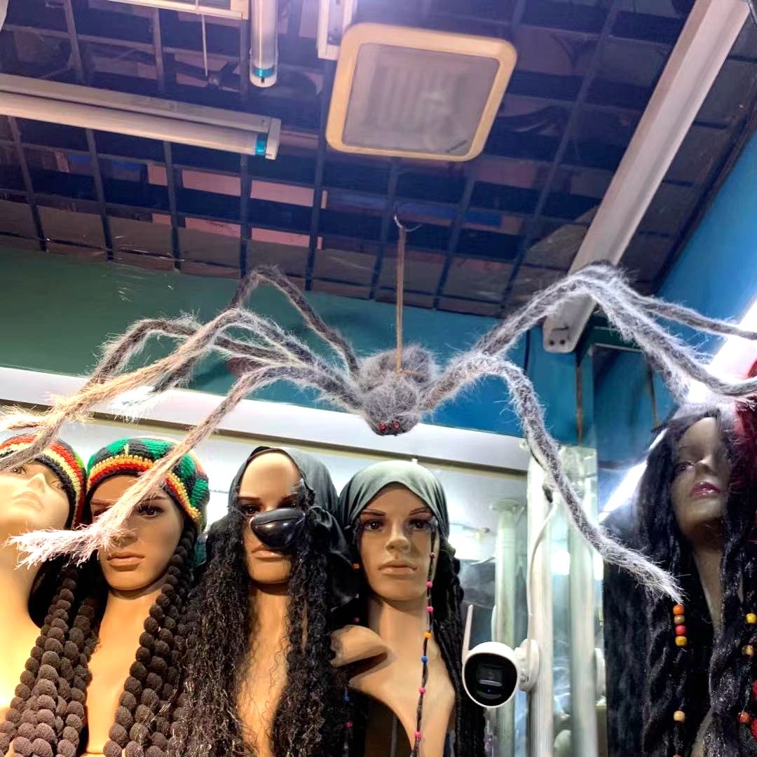 Halloween horror Red-eyed spider pendant and decoration, octagonal legs can be bent freely, hairy spider