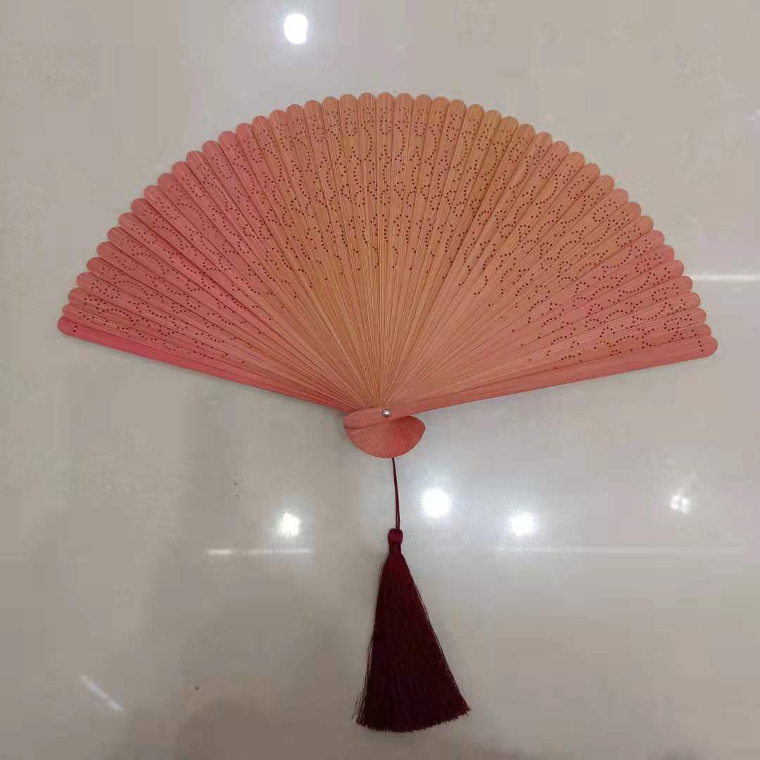 挂环镂空女扇田格冲花 全竹扇骨礼品扇子 PARFOIS折扇礼品定制产品图