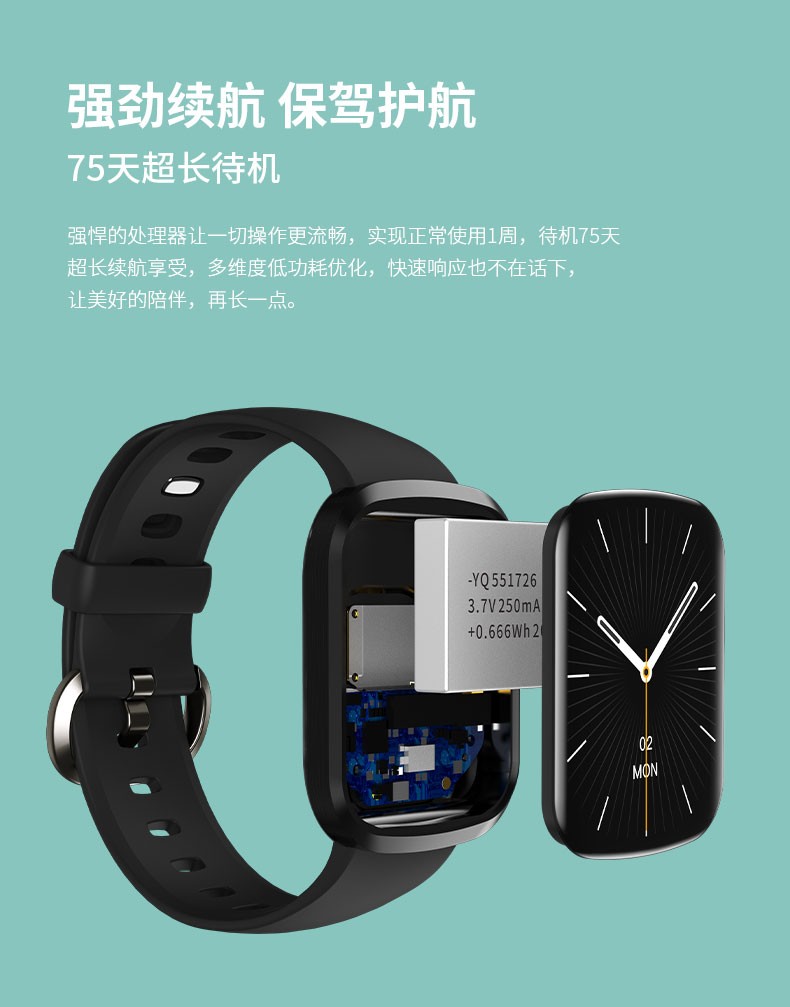 厂家直销智能手表N167新款1.57寸超大曲面屏动态表盘分屏显示蓝牙通话健康检测运动手环详情图11