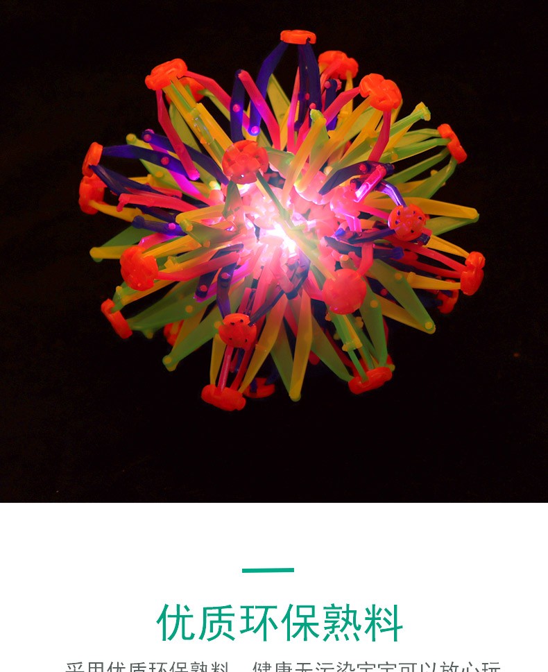 Large-sized luminous stretchable magic ball, flashing ball, luminous flowering ball that can grow larger, small hand throwing ball, ball with light, parent-child interactive toy pic 6
