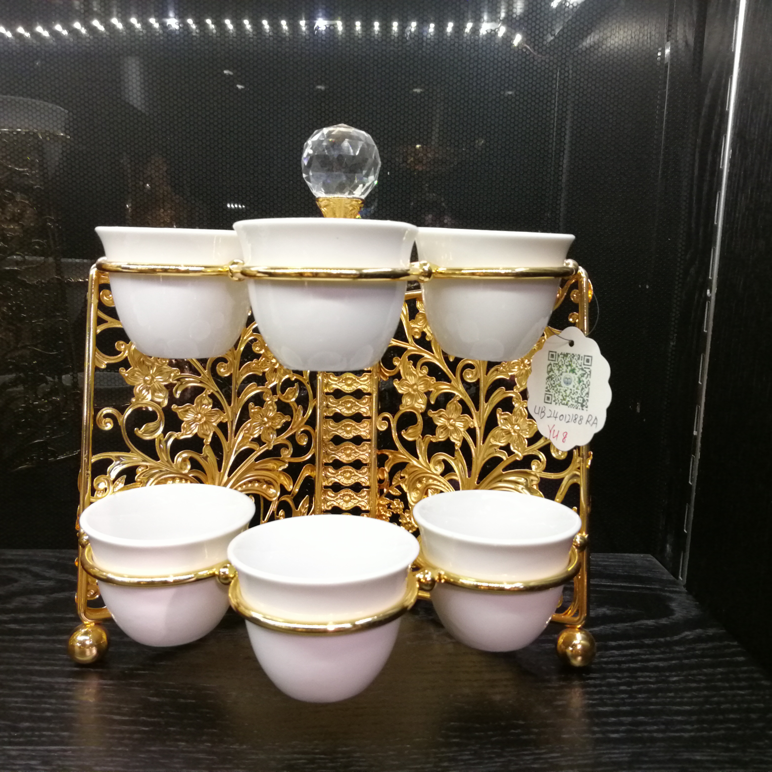 6孔金色双层咖啡杯酒杯架