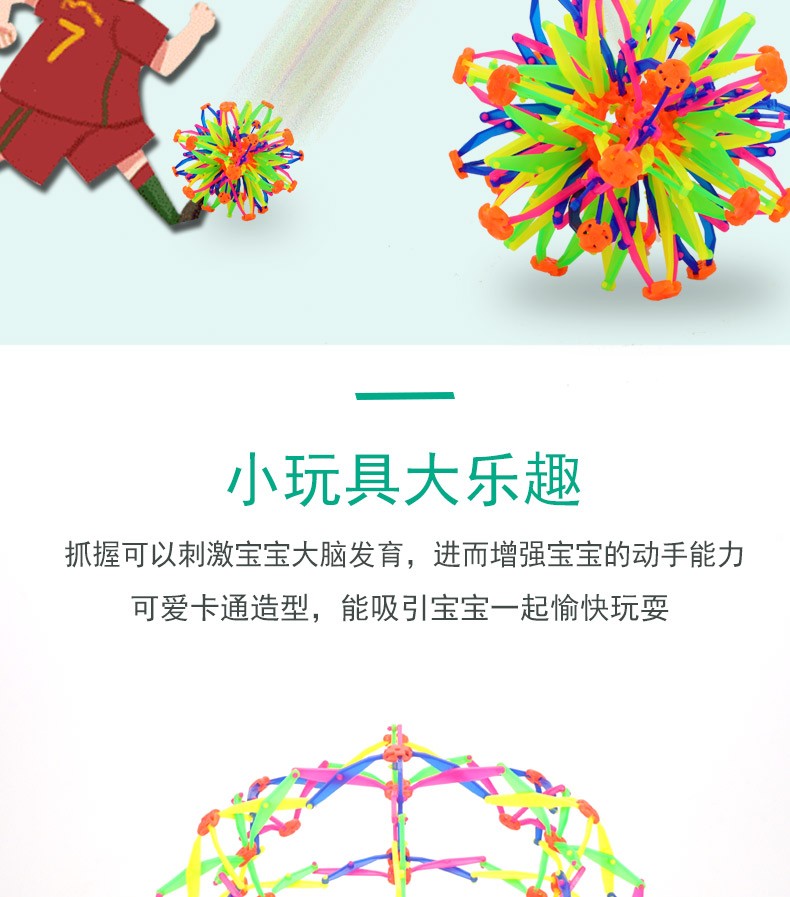 Large-sized luminous stretchable magic ball, flashing ball, luminous flowering ball that can grow larger, small hand throwing ball, ball with light, parent-child interactive toy pic 3