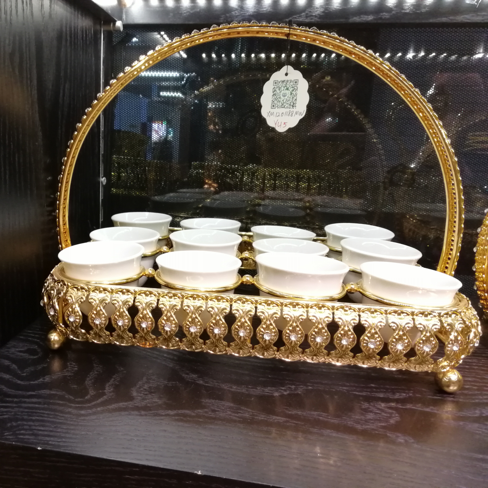 12孔金色花篮式咖啡杯酒杯架图