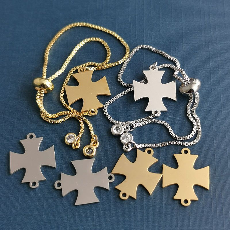 DIY handcrafted pendant, double hanging mini cross pendant, European and American bracelet, titanium steel jewelry accessory Item Picture