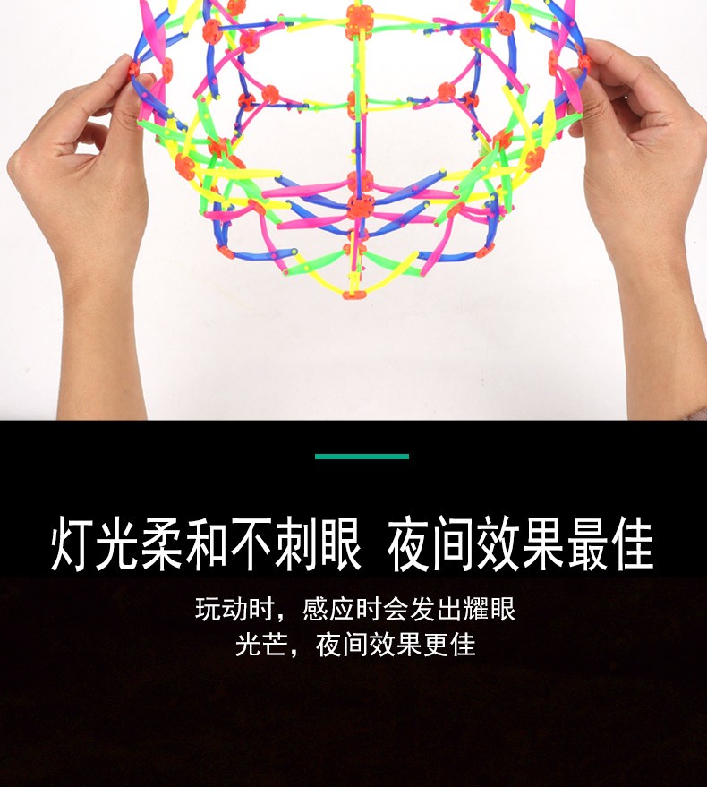 Large-sized luminous stretchable magic ball, flashing ball, luminous flowering ball that can grow larger, small hand throwing ball, ball with light, parent-child interactive toy pic 5
