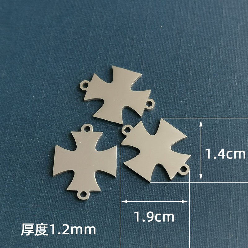 DIY handcrafted pendant, double hanging mini cross pendant, European and American bracelet, titanium steel jewelry accessory detail image 3